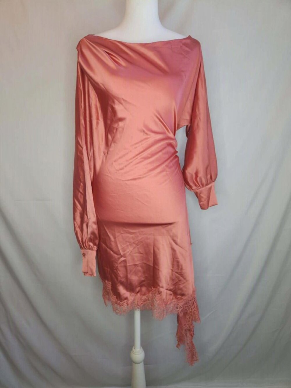 Rose gold satin lace dress